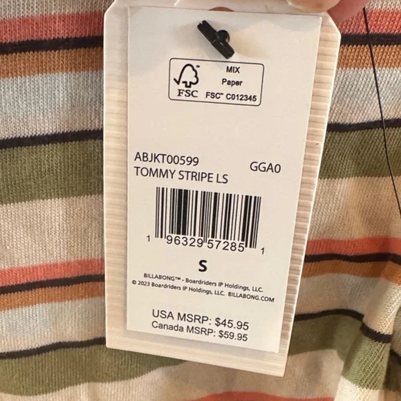 Billabong Multicolor Striped Long Sleeve Top - Picture 4 of 4